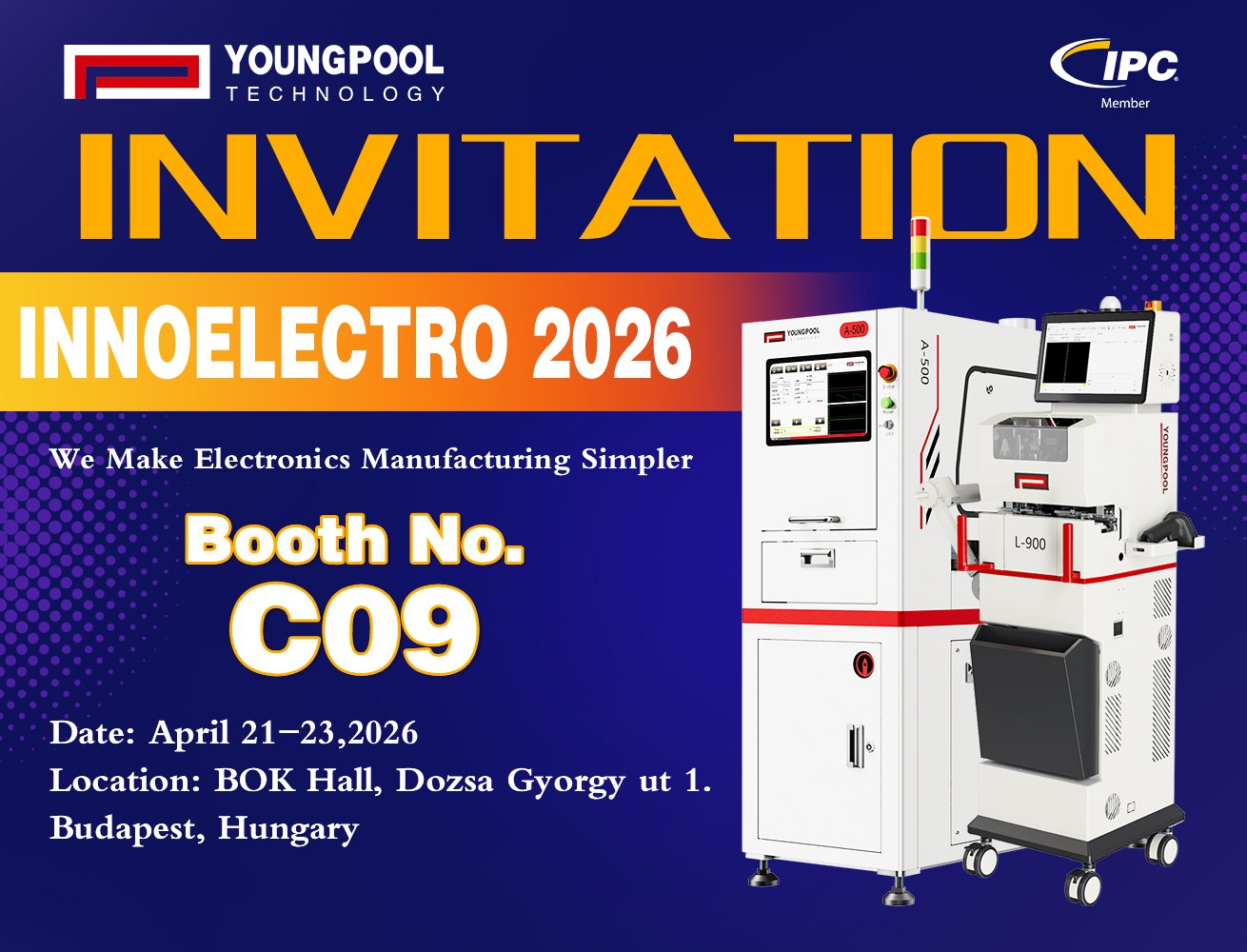 Youngpool Technology จะจัดแสดงสินค้าที่งาน INNOELECTRO 2026 | นำเสนอผลิตภัณฑ์โซลูชัน SMT อัจฉริยะครบวงจร